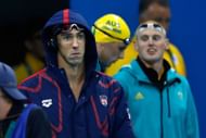 Michael Phelps during the Men's 4x100m relay event on the day 8 of the 2016 Rio Olympics (Image via: Getty Images)